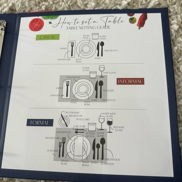 Recipe book with page protectors, dividers, and labels. New in box 11 x 11.5” - Picture 5 of 7